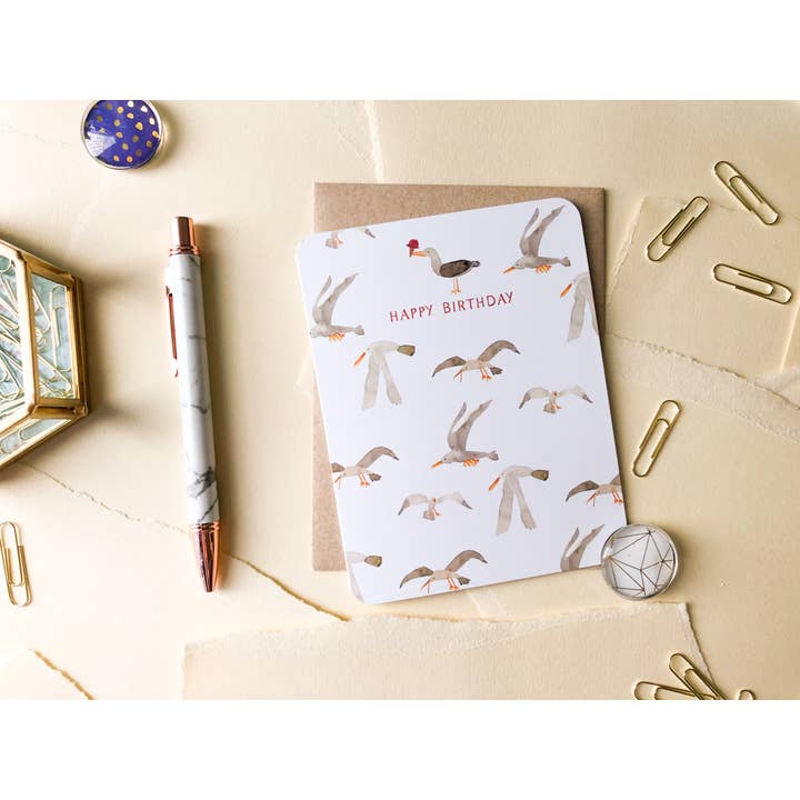 Paper Loop | Hand-Painted Greeting Cards - Wholesale Birthday Card - Flying Seagulls Birthday Card1