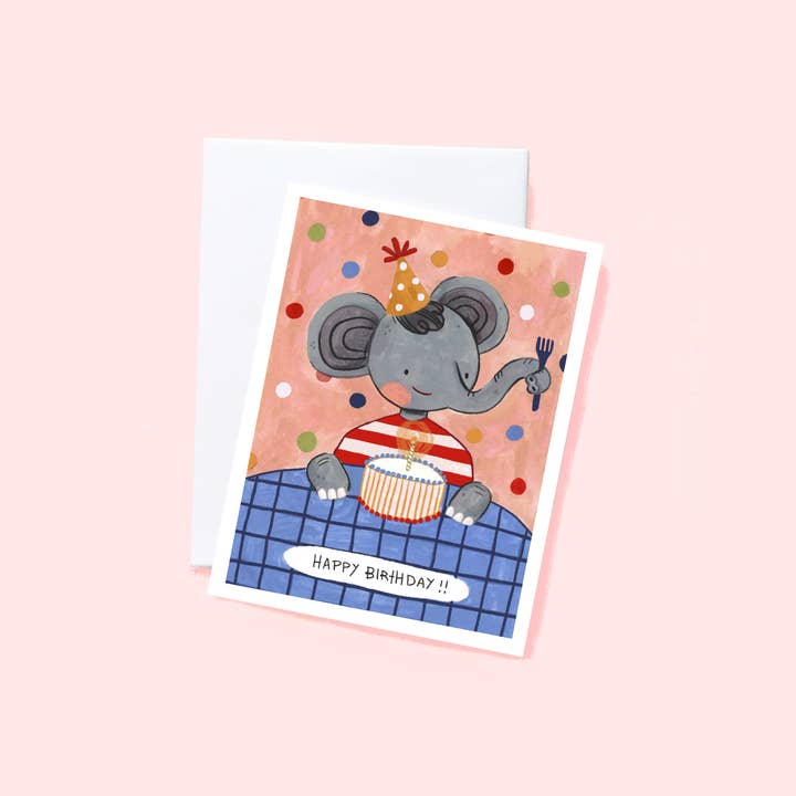 Happy birthday Elephant - Greeting Card  for wholesale by Leah Bees Creations