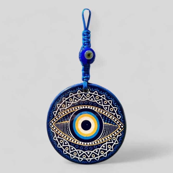 Wall Hanging Ceramic Evil Eye Nazar Boncuk Mal De Ojo, Modern Boho Style Home Decor -- Burst Mandala for wholesale by Guzel Handcrafts