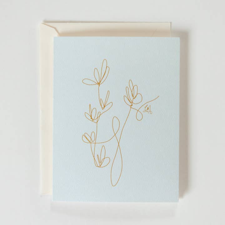 Carta d'arte Sky + Marigold Line per la vendita all'ingrosso da parte di Caitlyn Mary Art