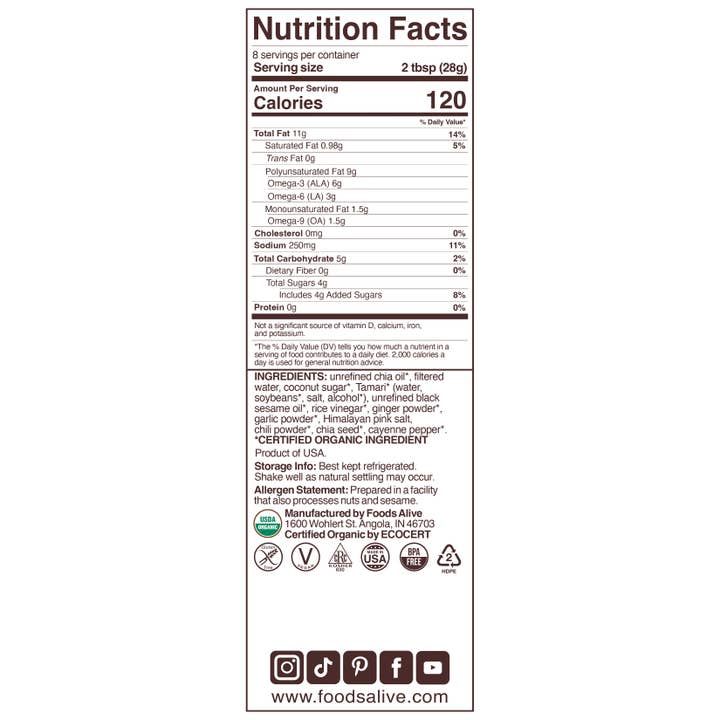 Foods Alive - Wholesale Salad Dressing - Sesame Ginger Salad Dressing - Organic5