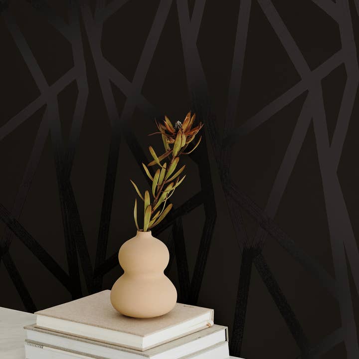 Intersections Black Peel and Stick Wallpaper, 28 sq. ft. for wholesale on Faire2