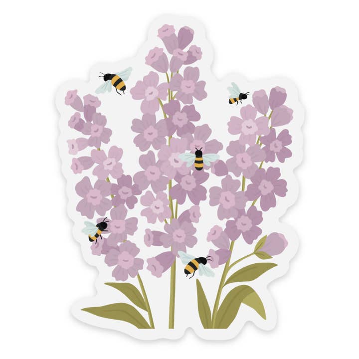 Busy Lavender Bees Sticker 2.5x3.2in for wholesale by Elyse Breanne Design