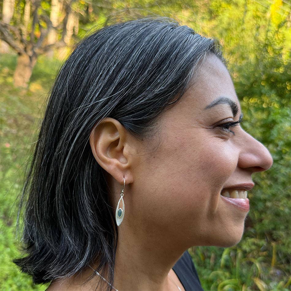 Women's Peace Collection - Wholesale Dangle Earrings - Elliptical Abalone Earrings - Sterling Silver, Indonesia1