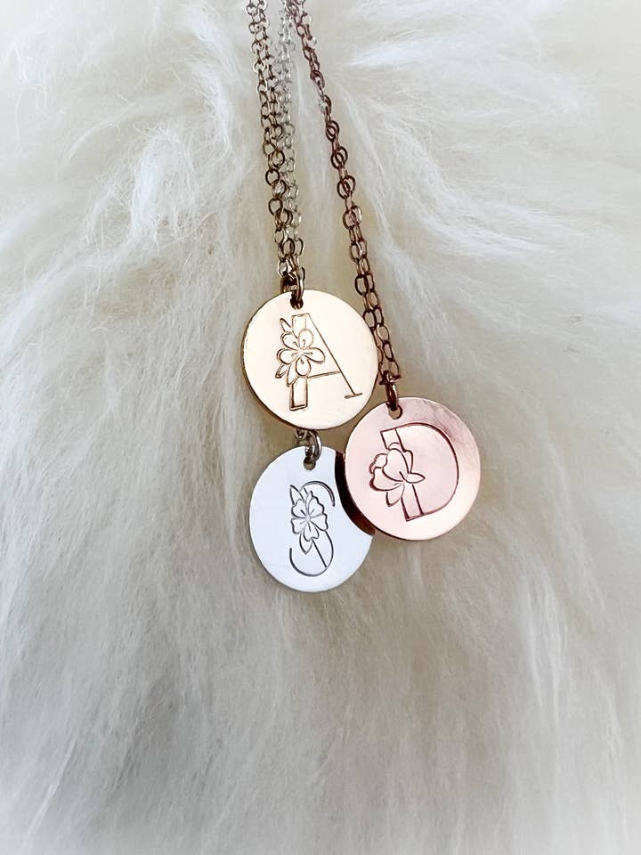 Petal Initial Necklace for wholesale by Initial Love Jewelry