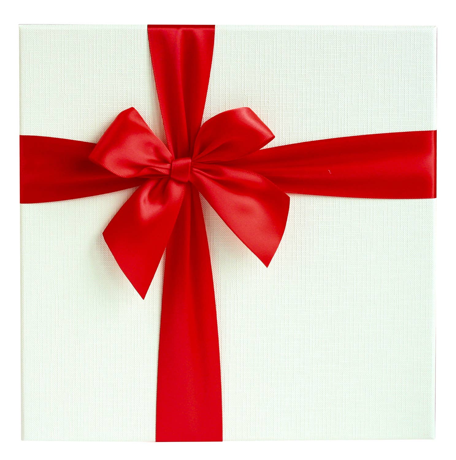 Emartbuy – Engroshandel Gaveæske – Tekstureret rød kasse med hvidt låg - 20 x 20 x 8 cm1