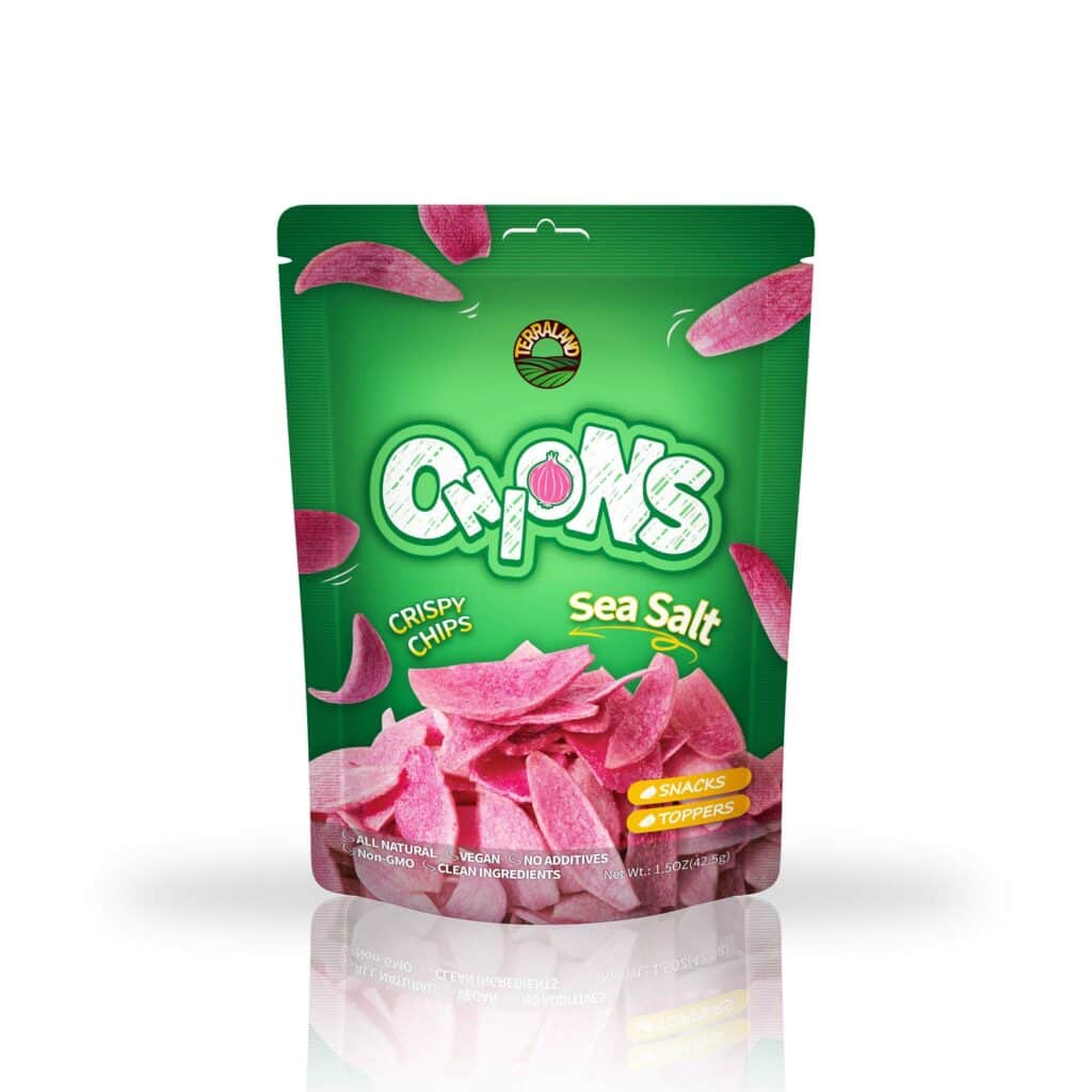 TerraLand - Vente Encas soufflé - Oignons Terraland (sel de mer) 8*1,5 oz (42,5 g)