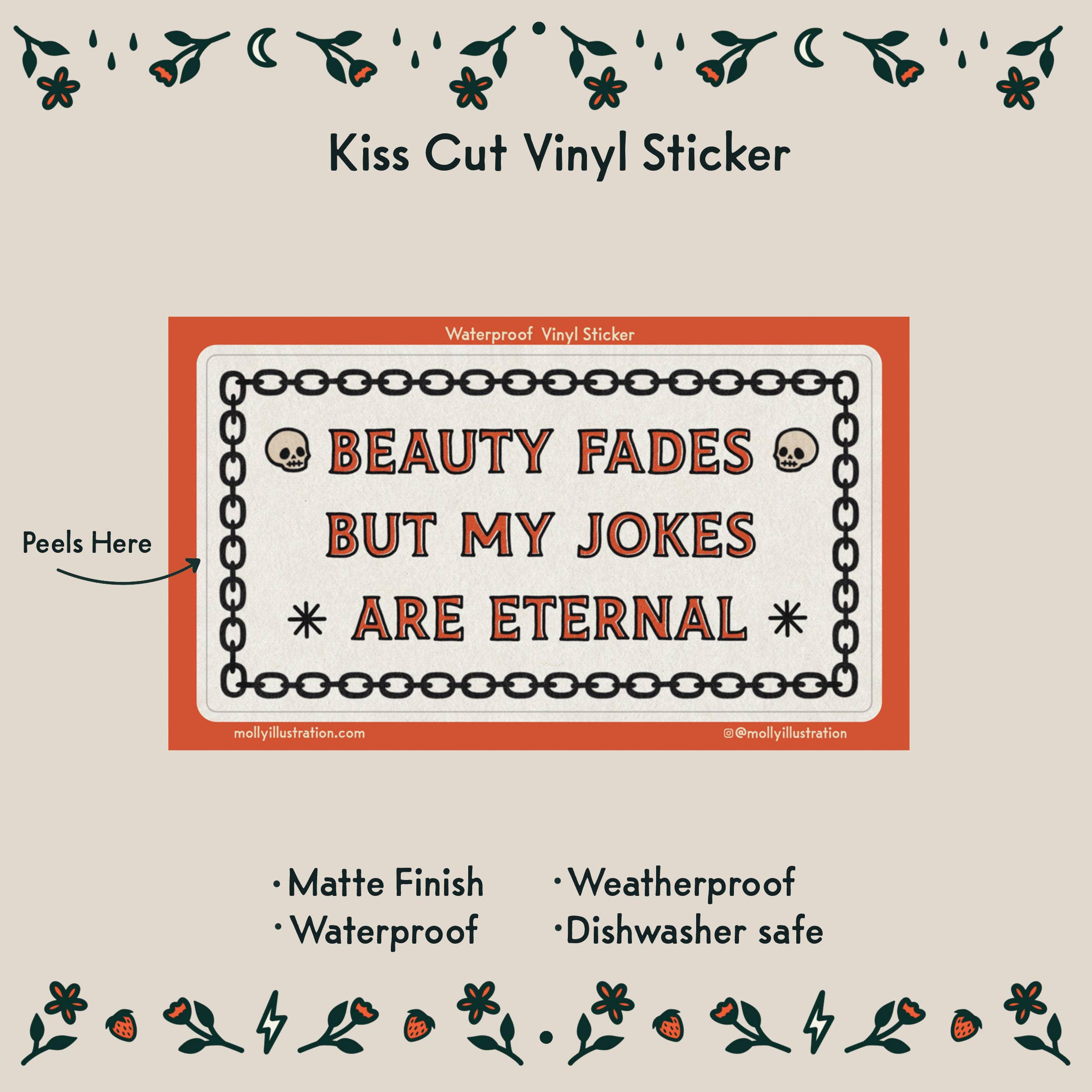 Molly Illustration – Adesivo por atacado – Beauty Fades Jokes Autocolante Vinil Impermeável1