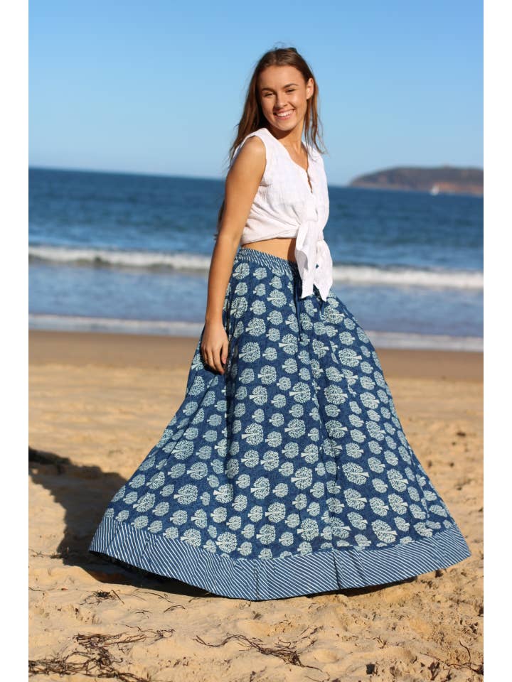 EeshaBoutique Australia - Wholesale Skirt – Women’s - Gypsy Style Indian Cotton Hand Block Printed Skirt7