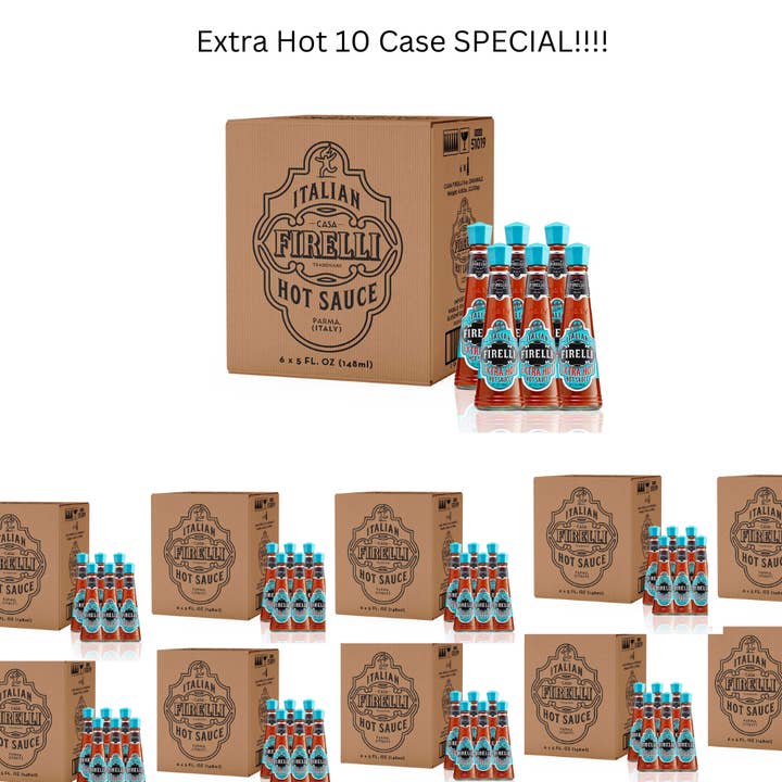 FIRELLI "EXTRA HOT" Italian Hot Sauce 10 Case Special!! for wholesale by Firelli Hot Sauce