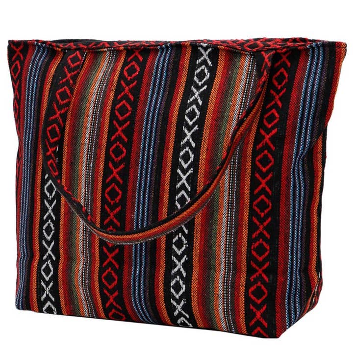ASSORTED Navajo Baja Tribal Woven Canvas Tote Bag for wholesale on Faire9