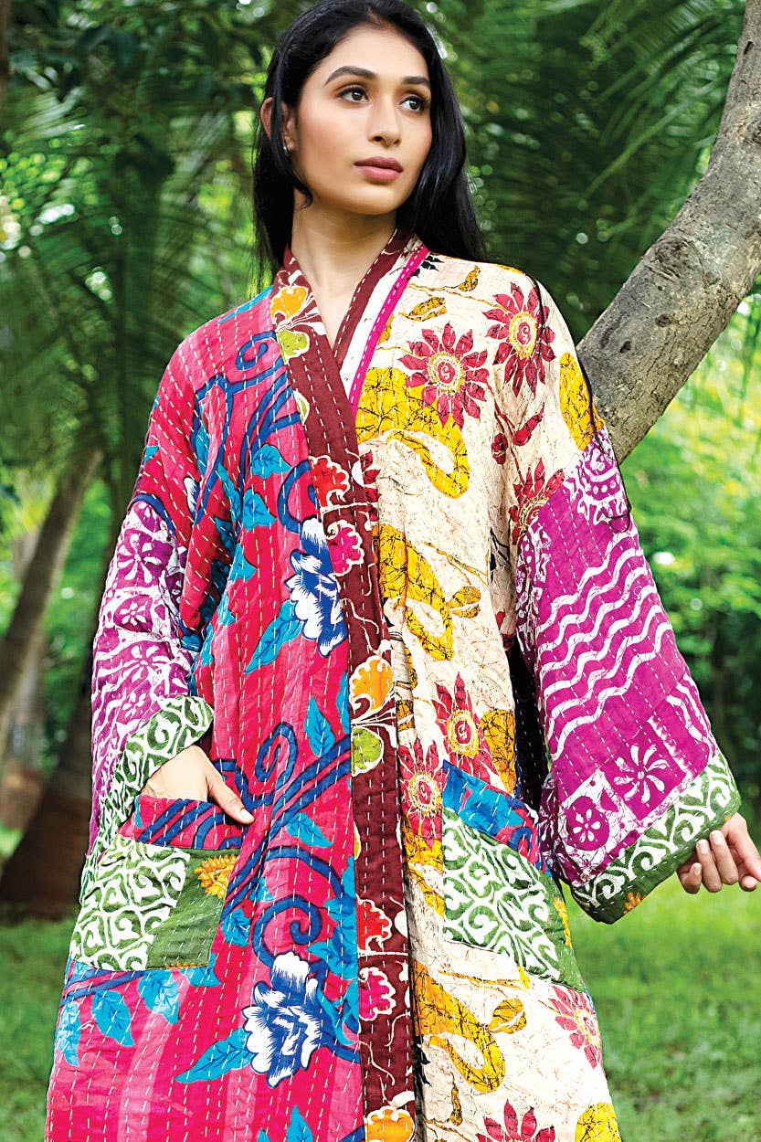 Sevya Handmade - Wholesale Robe - Women's - Kantha Kimono Robe11