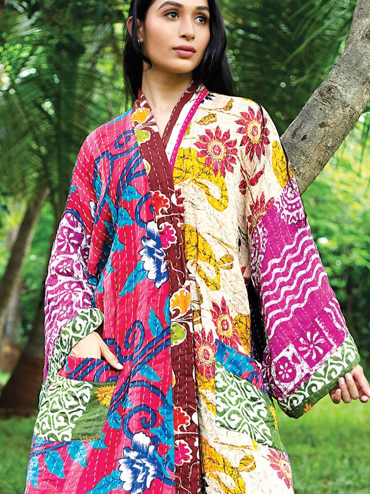 Sevya Handmade - Wholesale Robe - Women's - Kantha Kimono Robe11
