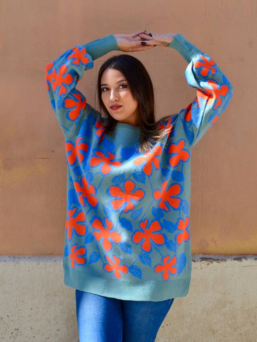 Flipa Barcelona - Wholesale Tunic Sweater - Women's - Flores naranjas2