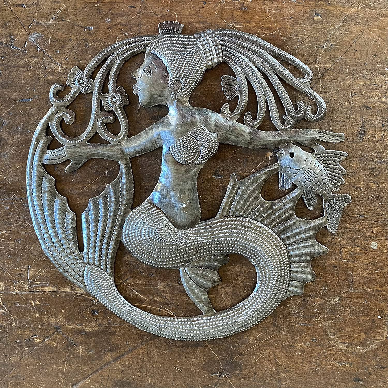 Haiti Fair Trade~ It's Cactus - Wholesale Wall Accent - 11"Mermaid Plaque, Beach Theme Home Decor, Handmade Haiti1