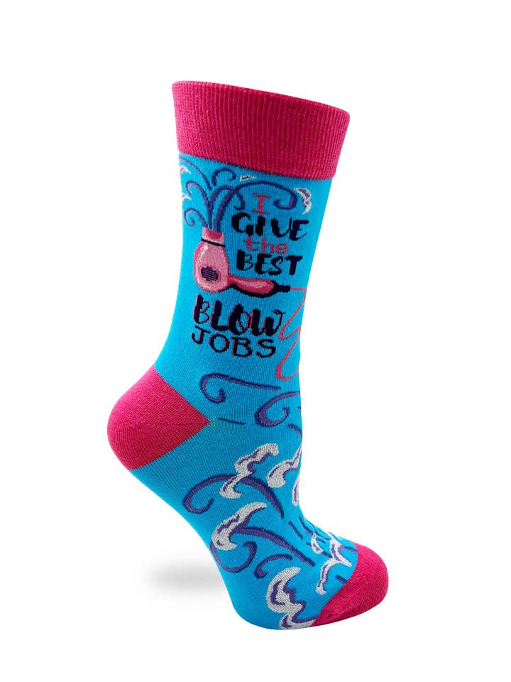 Fabdaz - Wholesale Socks - Women's - Funny Hairstylist I Give the Best Blow Jobs Women's Crew Soc