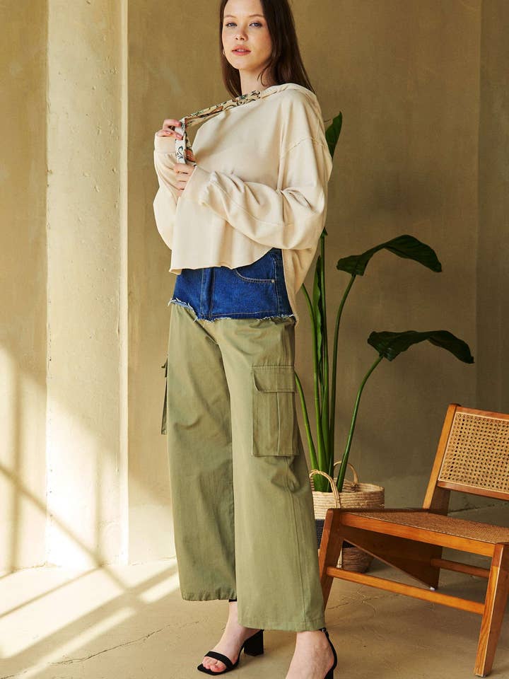 Davi & Dani - Wholesale Hoodie - Women's - PLUS LONG SLEEVES PRINT TIE LOOSE FIT HOODIE TOP8