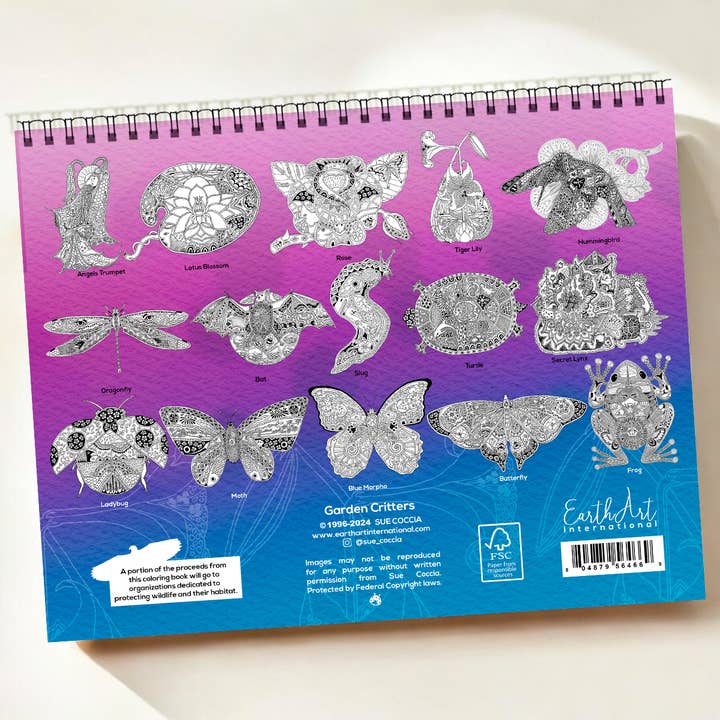 EarthArt International - Wholesale Coloring & Activity Book - Adult - Garden Critters Coloring Book1