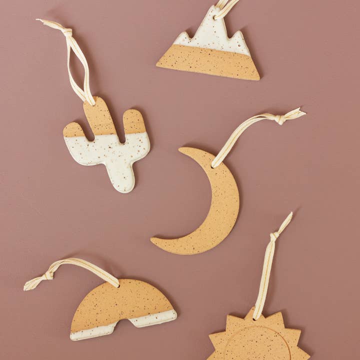 Hereafter - Wholesale Ornament - Speckled Crescent Ceramic Ornament3