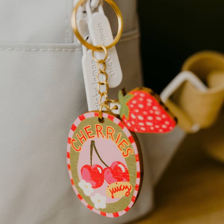 Laura Barnes Wholesale Ltd – wholesale Keychain – Women's – Cherries sticker charm keychain4