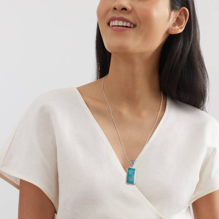 Sarcelle Pendentif Silpada Bright Seas, turquoise et argent sterling en vente sur Faire8