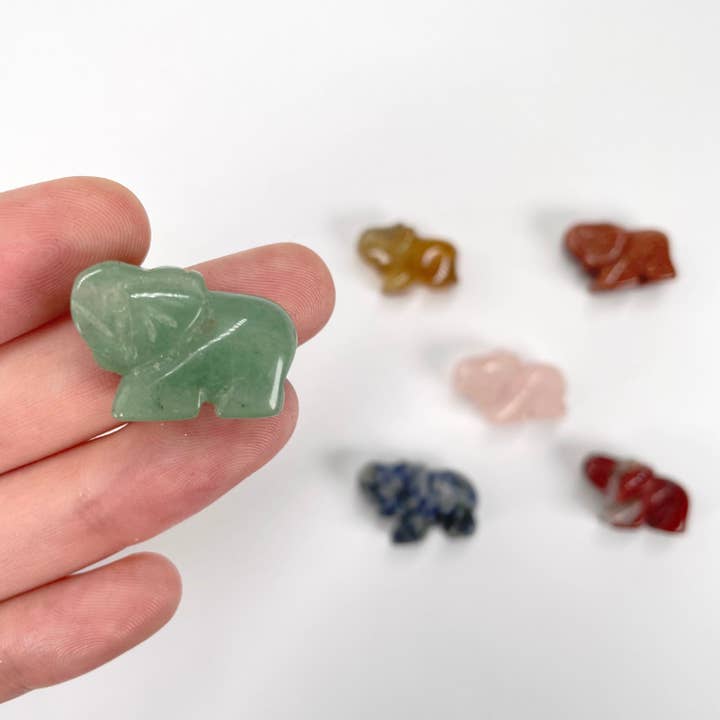 Rock Paradise - Wholesale Spiritual Stone/Crystal - Crystal Gemstone Elephants - Side Drilled - Choose Stone