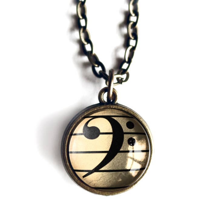 Colar Pingente Simple Reversível para Músico Bass Clef por atacado de The Divine Iguana