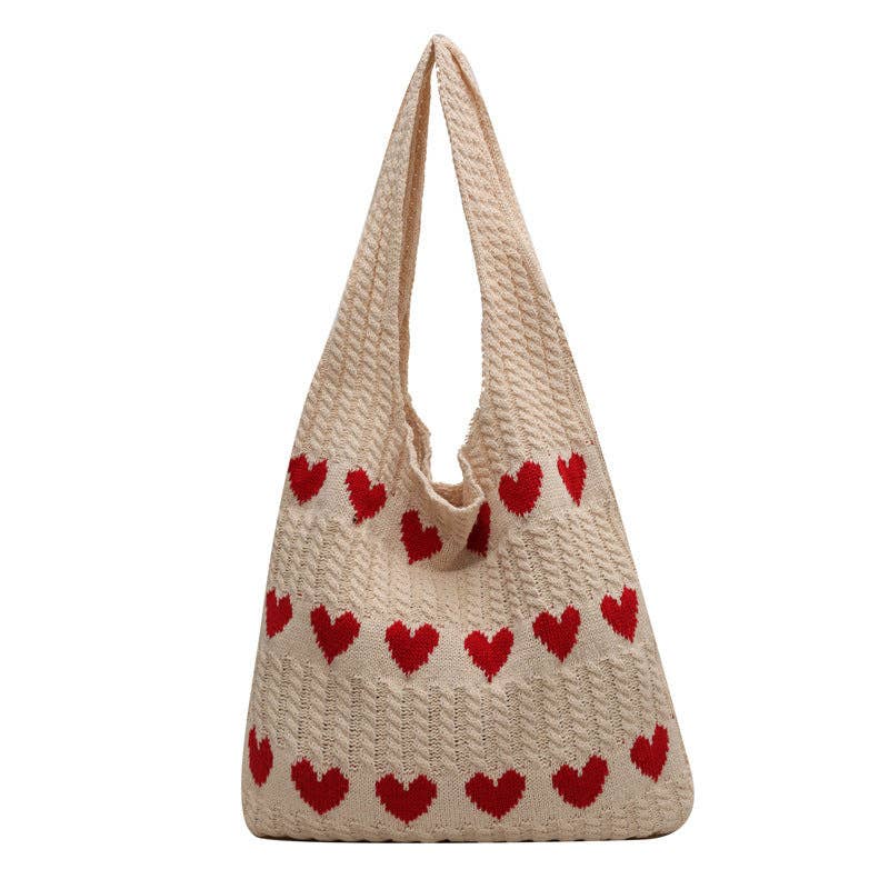 Dipped Shop - Vente Sac porté épaule – femme - Sac à bandoulière en tricot simple Love Print Color Block DPB11031