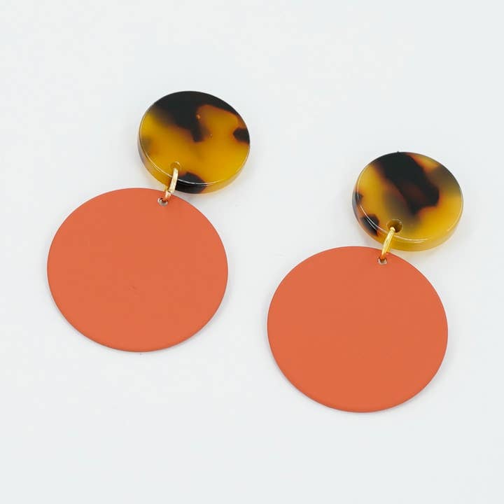 Copper Bee - Wholesale Dangle Earrings - Colour Pop Disc and Tortoiseshell Earrings0