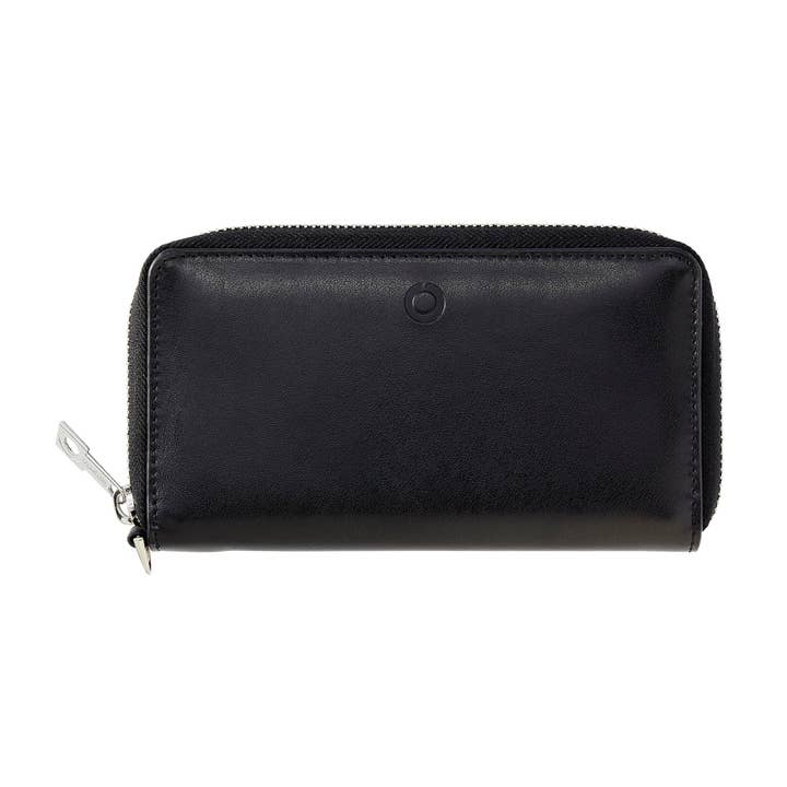 Zip Around Leather Wallet in Classic Black for wholesale by Oventure