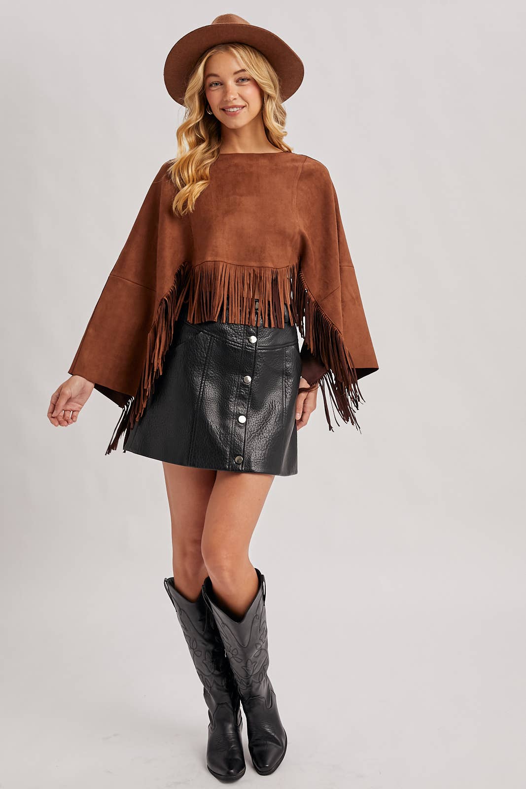 Bluivy - Wholesale Poncho - Women's - WESTERN BOHEMIAN SUEDE FRINGE CAPE22