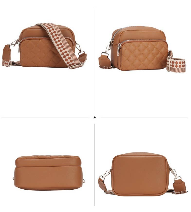 Superbia – wholesale Crossbody bag – Women's – Small Double Zipper Quilted Cross Body Shoulder Canvas Strap6