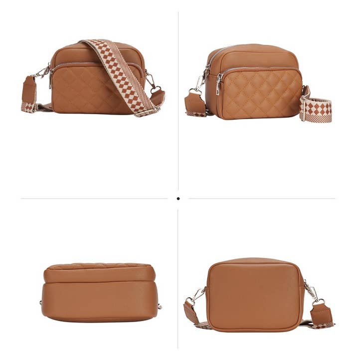 Superbia – wholesale Crossbody bag – Women's – Small Double Zipper Quilted Cross Body Shoulder Canvas Strap6