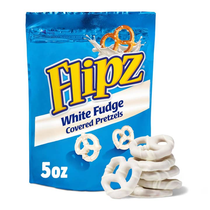 Flipz White Fudge Covered Pretzel 5oz 6ct for wholesale by Long Island Candy Factory