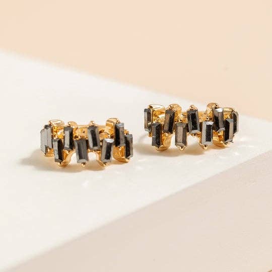 StarryNYC - Wholesale Huggie Earrings - Baguette Earring Small CZ Hoop Huggie Cartilage Earrings1