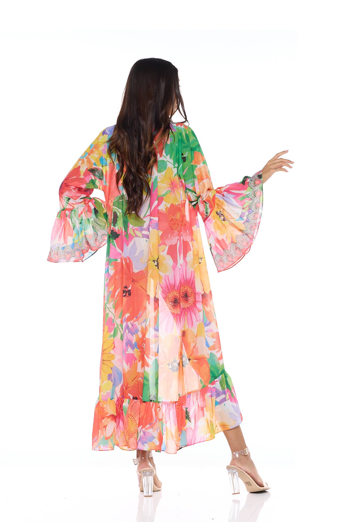 Ranee's - Wholesale Kimono - Women's - Red floral ruffle duster5