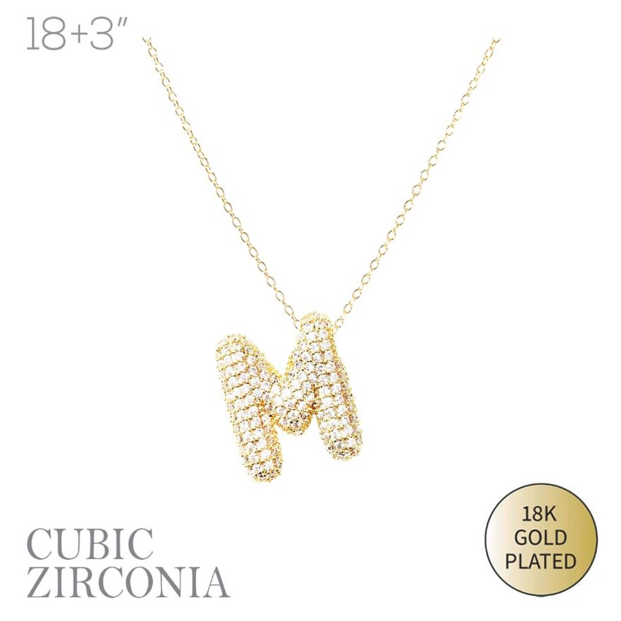 Selini New York - Vente Colliers à pendentif - Collier Initiale Plaqué Or avec Bulles et Cristaux Étincelants9