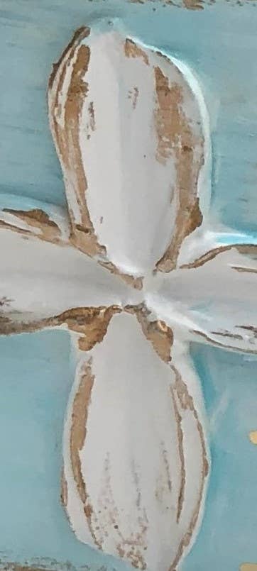 Coddiwomple - Wholesale Decorative Tabletop Object - 3x10 Traditional Cross handmade textured wood block2