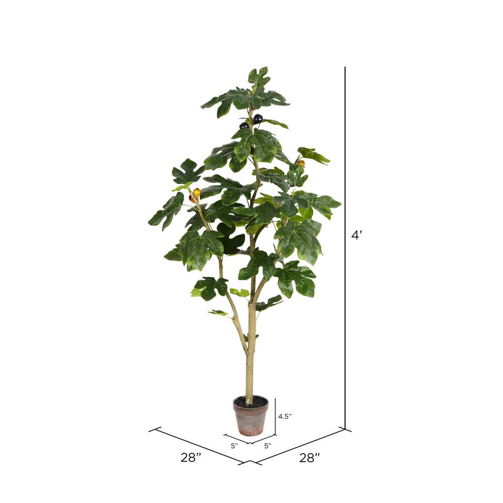 Vickerman - Wholesale Artificial Plant - Vickerman 4' Potted Fig Tree 45Leaves2
