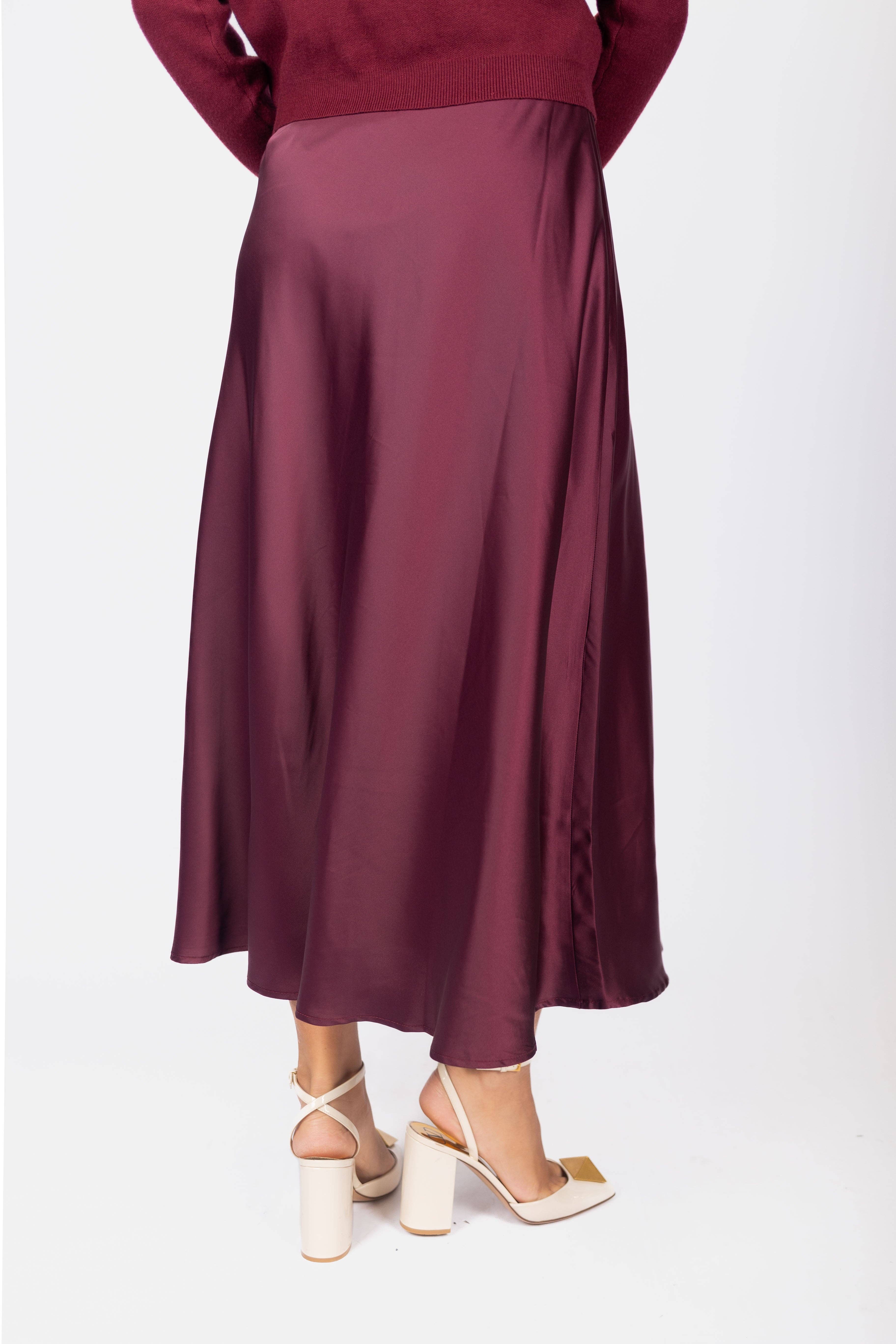 Yakira Bella - Wholesale Skirt - Women's - Lisa Skirt (Burgundy Solid)4