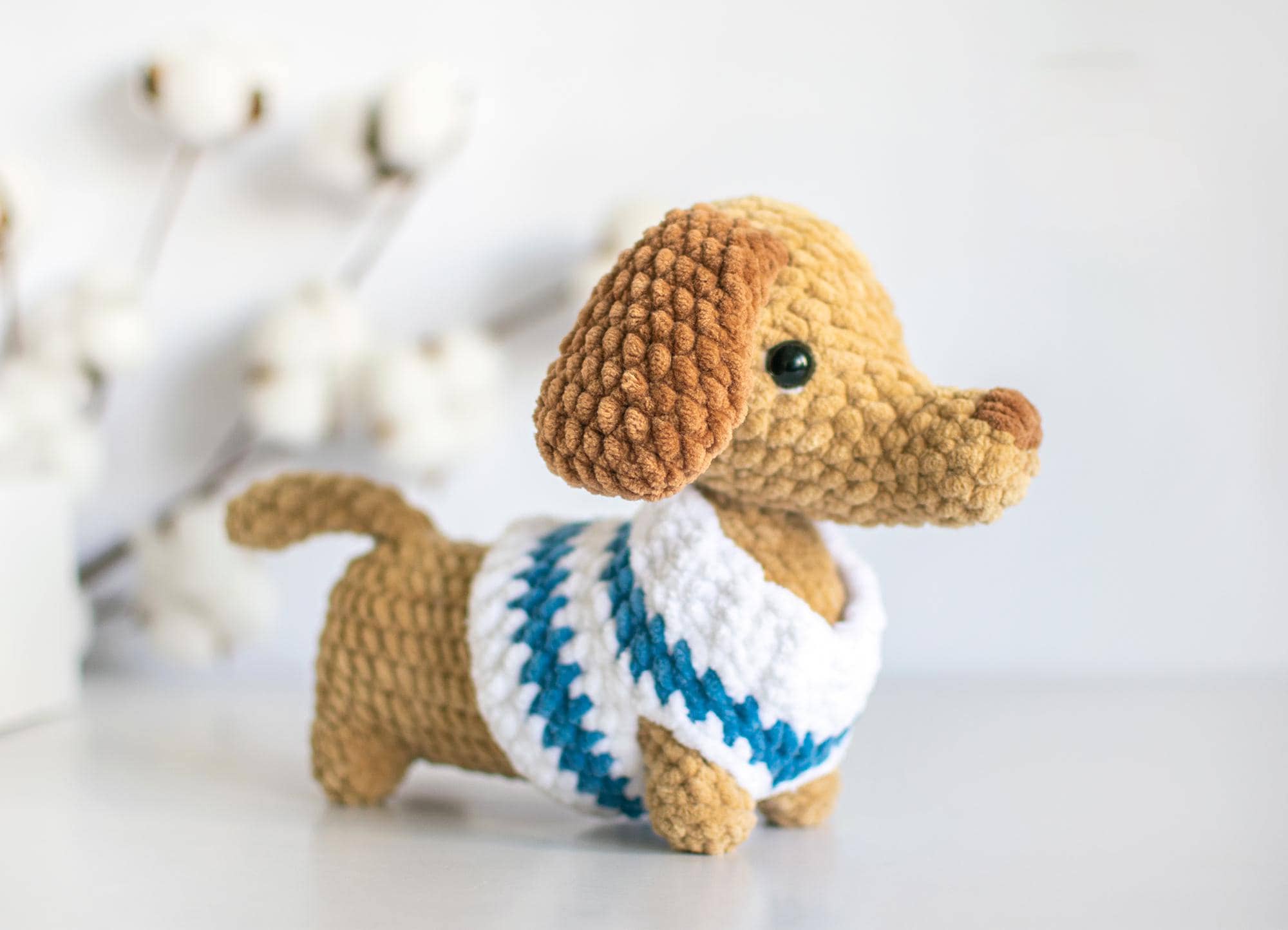 TOMOPOD LLC - Vente Décoration de Noël - Crochet Chien Teckel Drôle, Décor de Chien Fait Main, Cadeau3