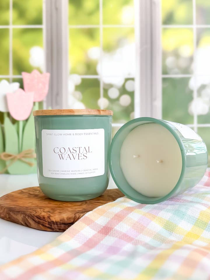 Coastal Waves - 9.5oz. Soy Wax Candle for wholesale by Spirit Glow Home & Body Essentials