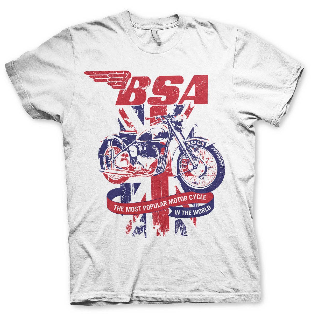 White B.S.A. Union Jack T-Shirt for wholesale on Faire0