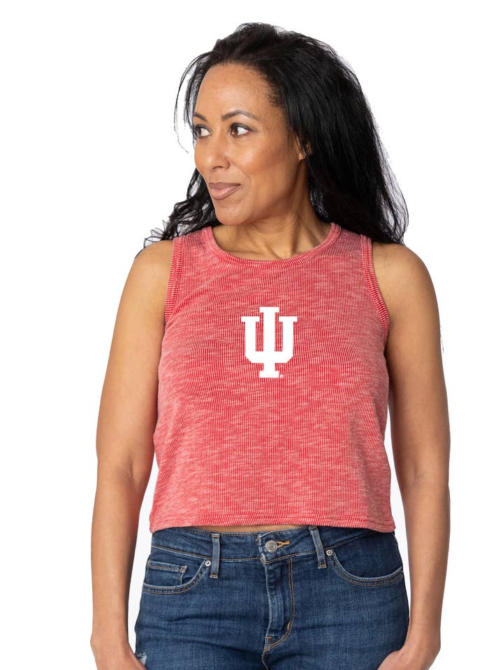 Indiana Hoosiers Brie Cropped Rib Knit Tank for wholesale by Flying Colors Apparel