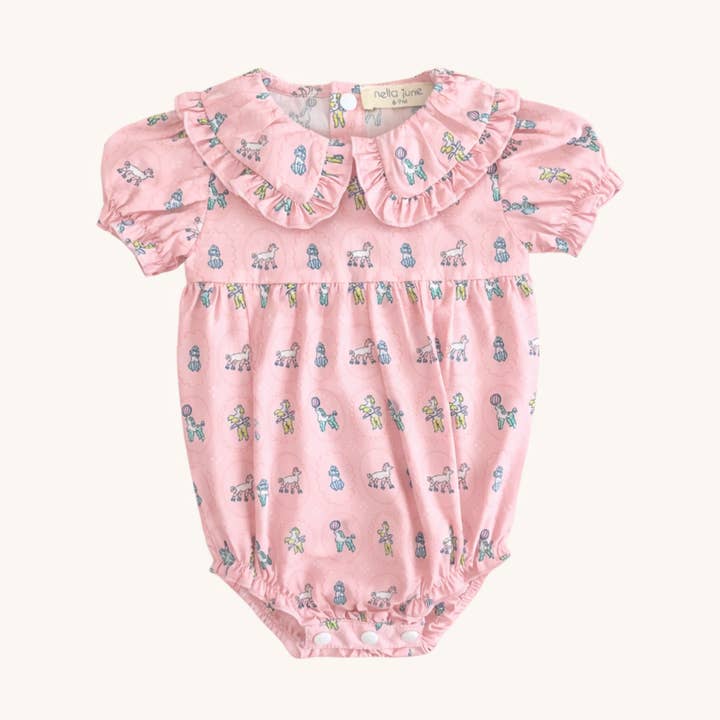 Ruffle Trim Baby Bubble in Poodle for wholesale by Nella June