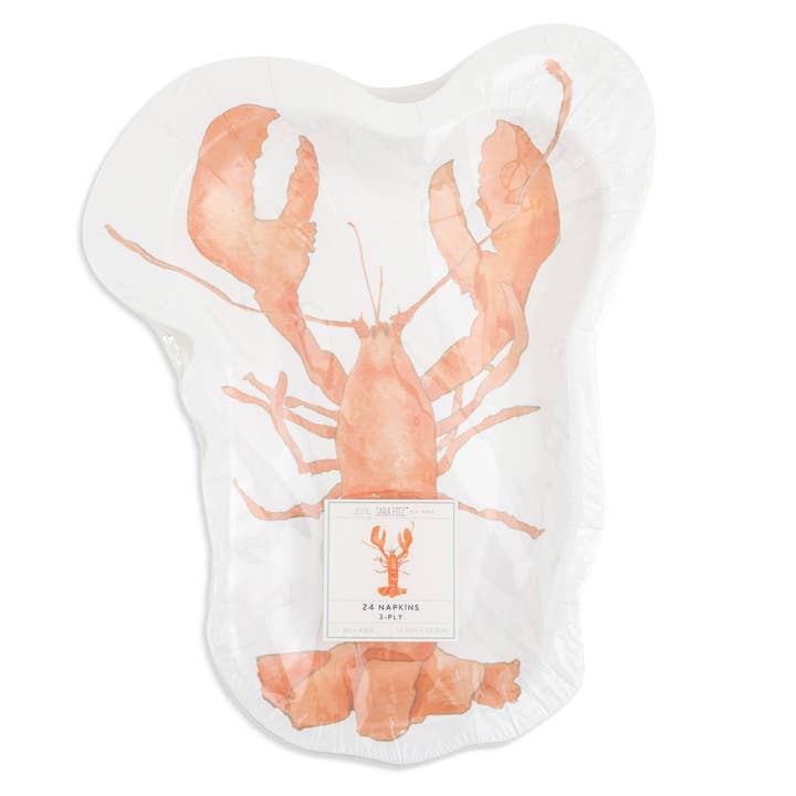 Core Home - Wholesale Disposable Plate - 12ct Sara Fitz Die Cut Plates Lobster