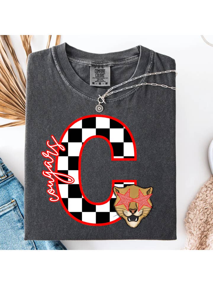 Pepper Block Letter Checker Graphic Tee for wholesale on Faire3