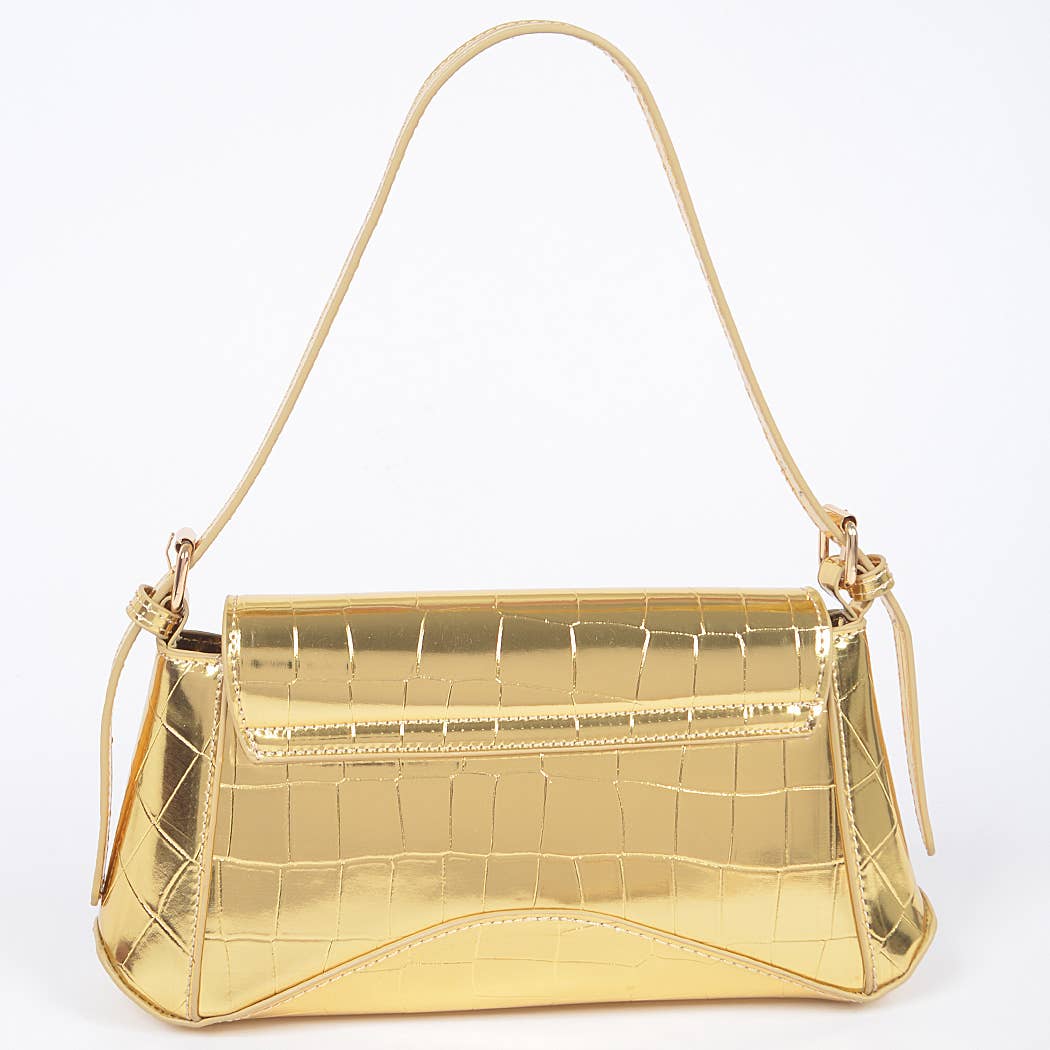 3AM BY H&D ACCESSORIES – Großhandel Schultertasche – Damen – Handtasche für Damen aus Metall mit Krokoprägung5