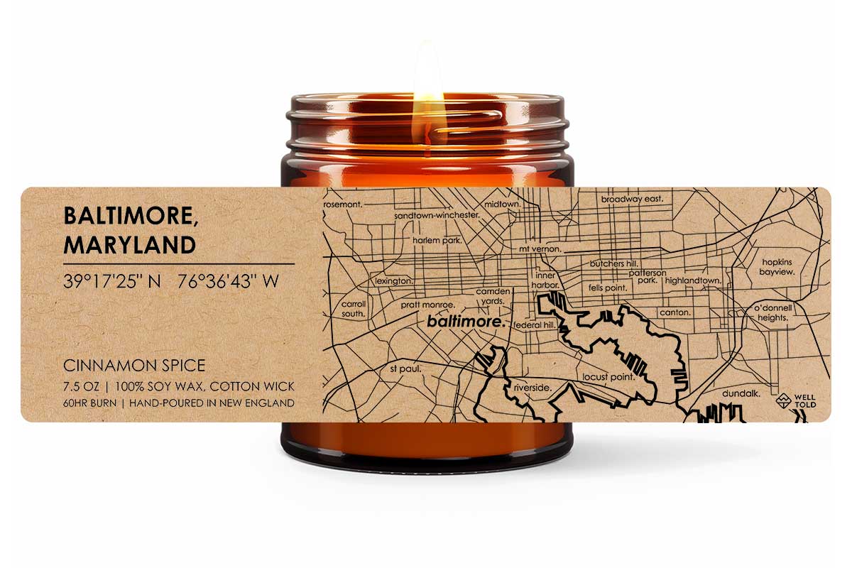 Well Told - Vente Bougie en bocal - IMPRESSION PERSONNALISÉE - Carte de ville / village des États-Unis - Bougie en cire de soja - 7,5 oz3