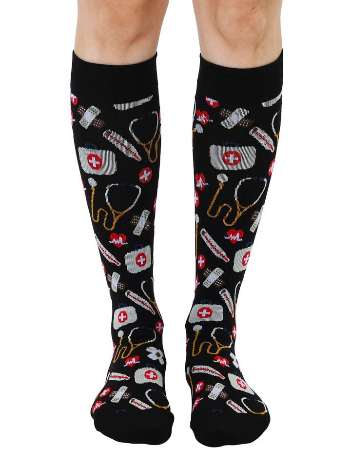 Compression Socks (15-20mmHg) - Emergency Room - Black for wholesale by Living Royal